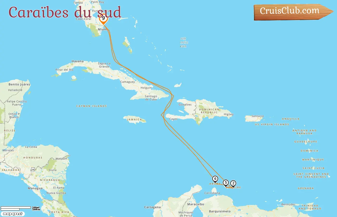 Croisière dans les Caraïbes du Sud au départ de Fort Lauderdale à bord du navire Regal Princess avec escales aux États-Unis, à Curaçao et à Aruba pendant 9 jours