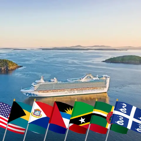 Kreuzfahrt in der östlichen Karibik ab Fort Lauderdale an Bord des Schiffes Caribbean Princess mit Stopps in den USA, den Bahamas, St. Kitts und Nevis, den Britischen Jungferninseln, Dominica und Martinique für 21 Tage