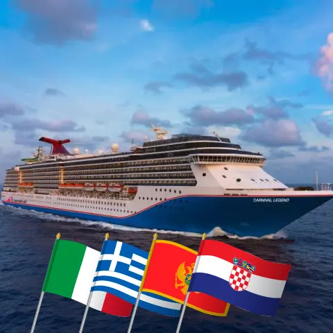 Croisière en Méditerranée au départ de Civitavecchia à bord du navire Carnival Legend avec des visites en Italie, en Grèce, au Monténégro et en Croatie pendant 10 jours
