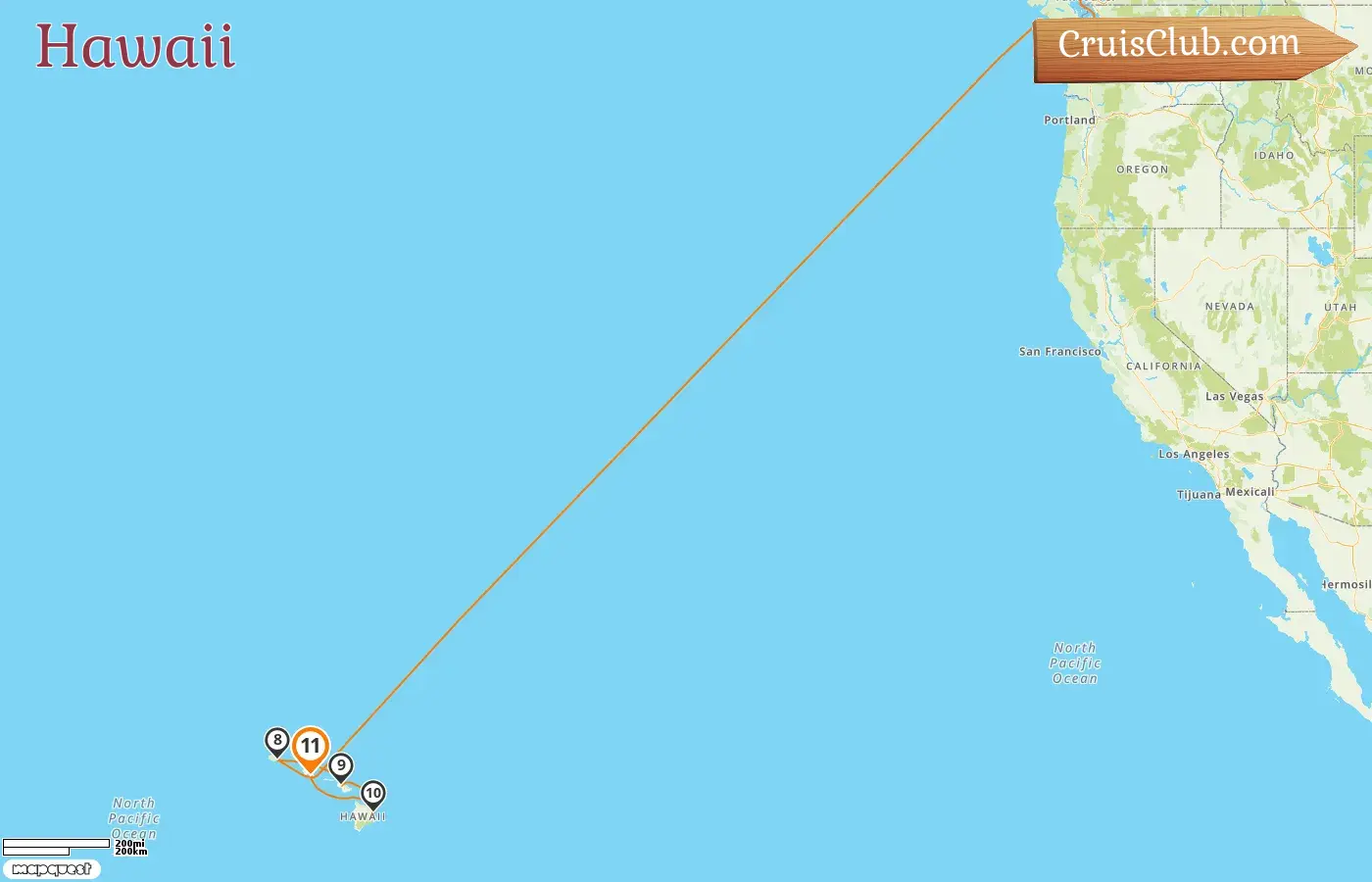 Cruise in the Hawaii from Vancouver to Honolulu aboard Disney Wonder ship with visits to Canada and USA for 11 days