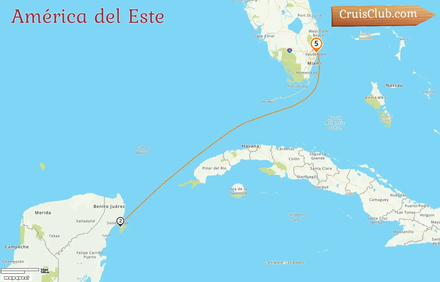 Crucero por el Este de América desde Fort Lauderdale a bordo del buque Sun Princess con visitas a EE. UU. y México por 5 días