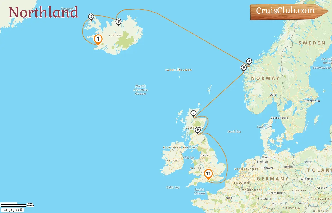 Cruise in the Northland from Reykjavik to Southampton aboard Norwegian Star ship with visits to Norway for 11 days