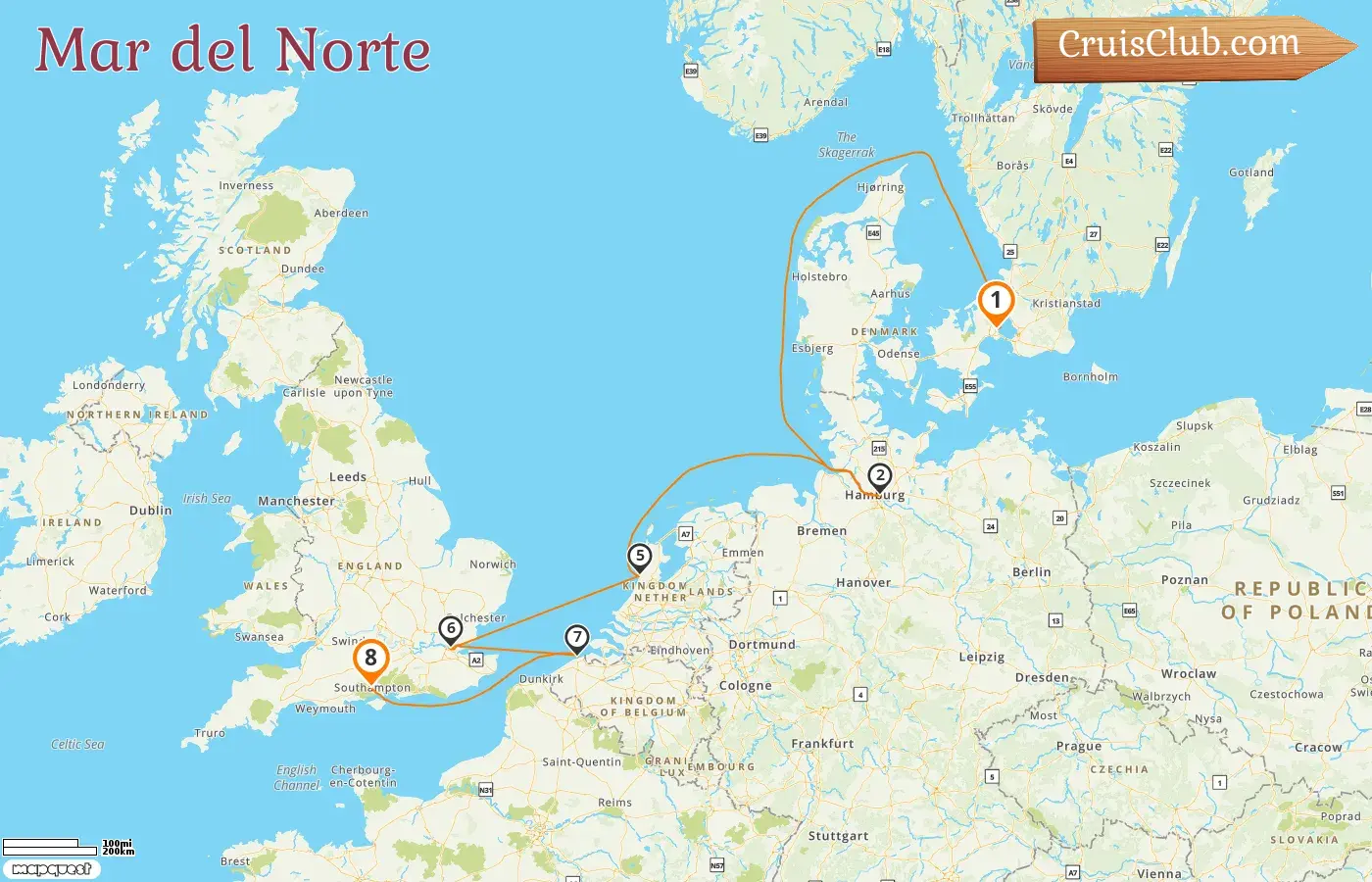 Crucero por el Mar del Norte desde Copenhague a Southampton a bordo del barco Norwegian Sky con visitas a Dinamarca, Alemania, Países Bajos y Bélgica durante 8 días