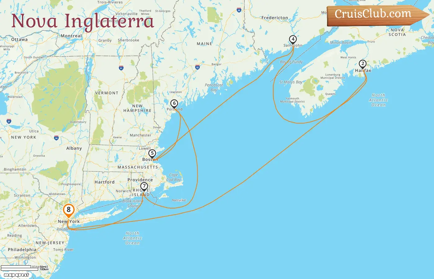Cruzeiro em New England a bordo do navio Norwegian Escape com visitas aos EUA e Canadá por 8 dias