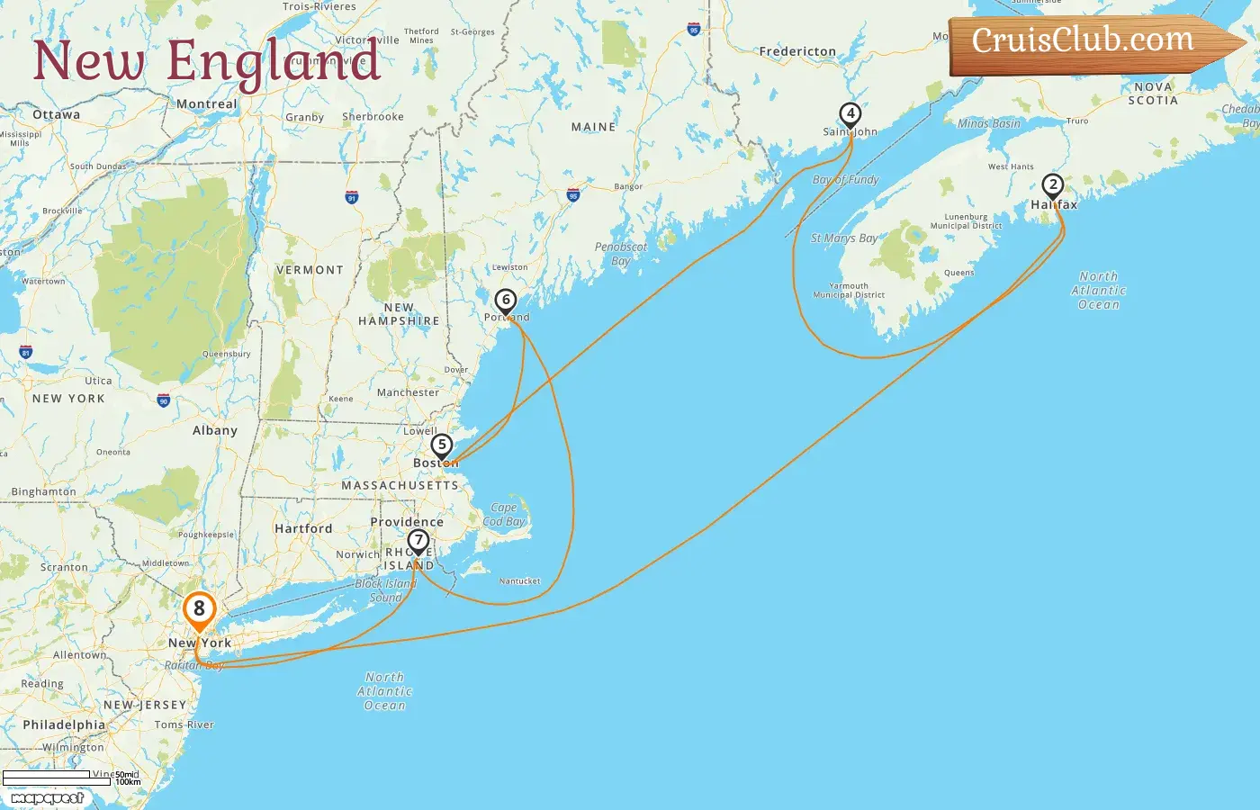 Cruise in the New England from New York aboard Norwegian Escape ship with visits to USA and Canada for 8 days