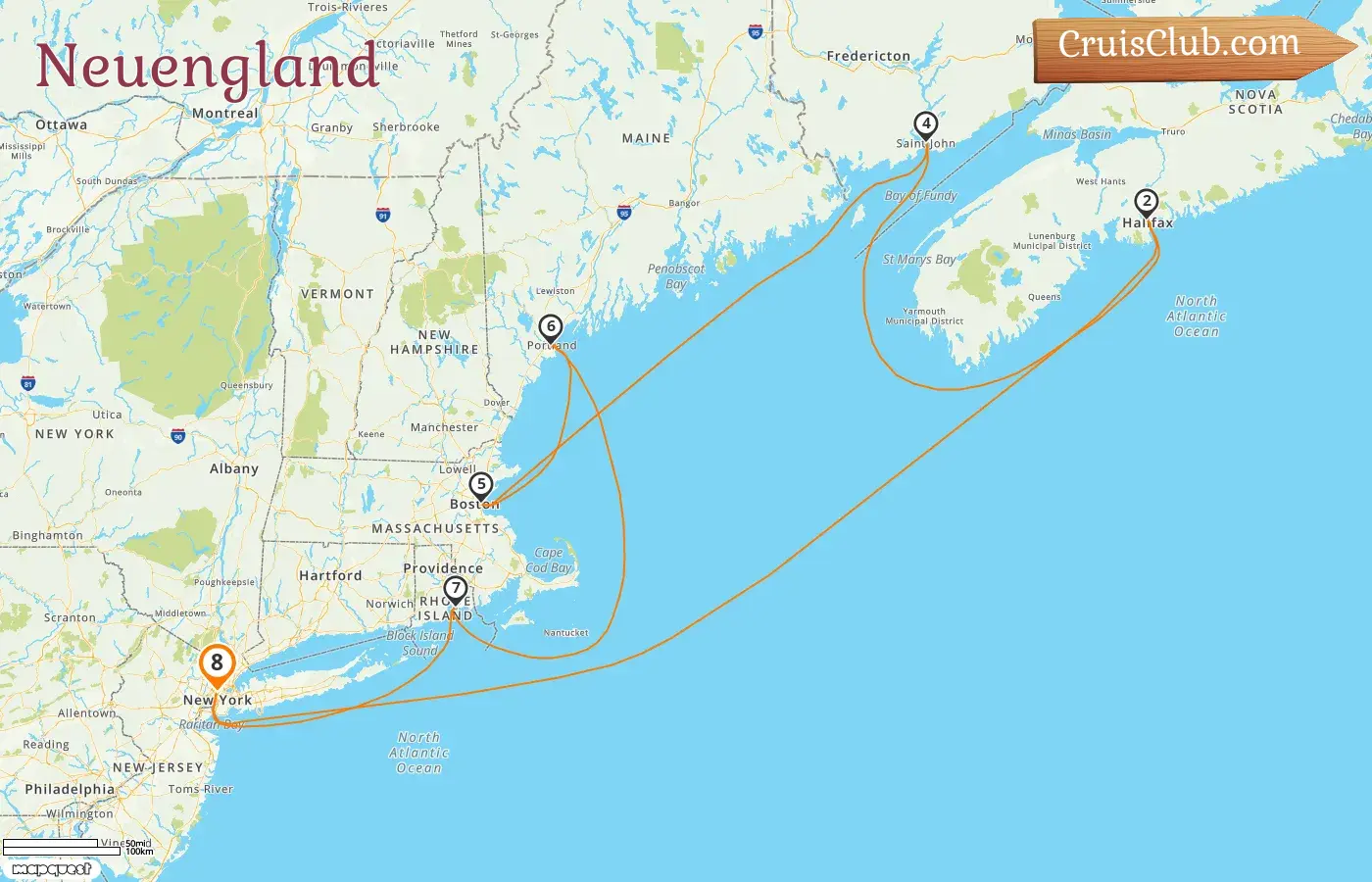 Kreuzfahrt in Neuengland ab New York an Bord des Schiffes Norwegian Escape mit Besuchen in den USA und Kanada für 8 Tage