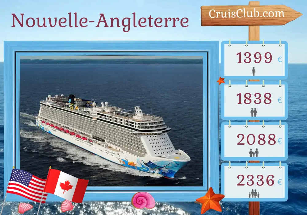 Croisière dans le New England au départ de New York à bord du Norwegian Escape avec visites aux États-Unis et au Canada pendant 8 jours