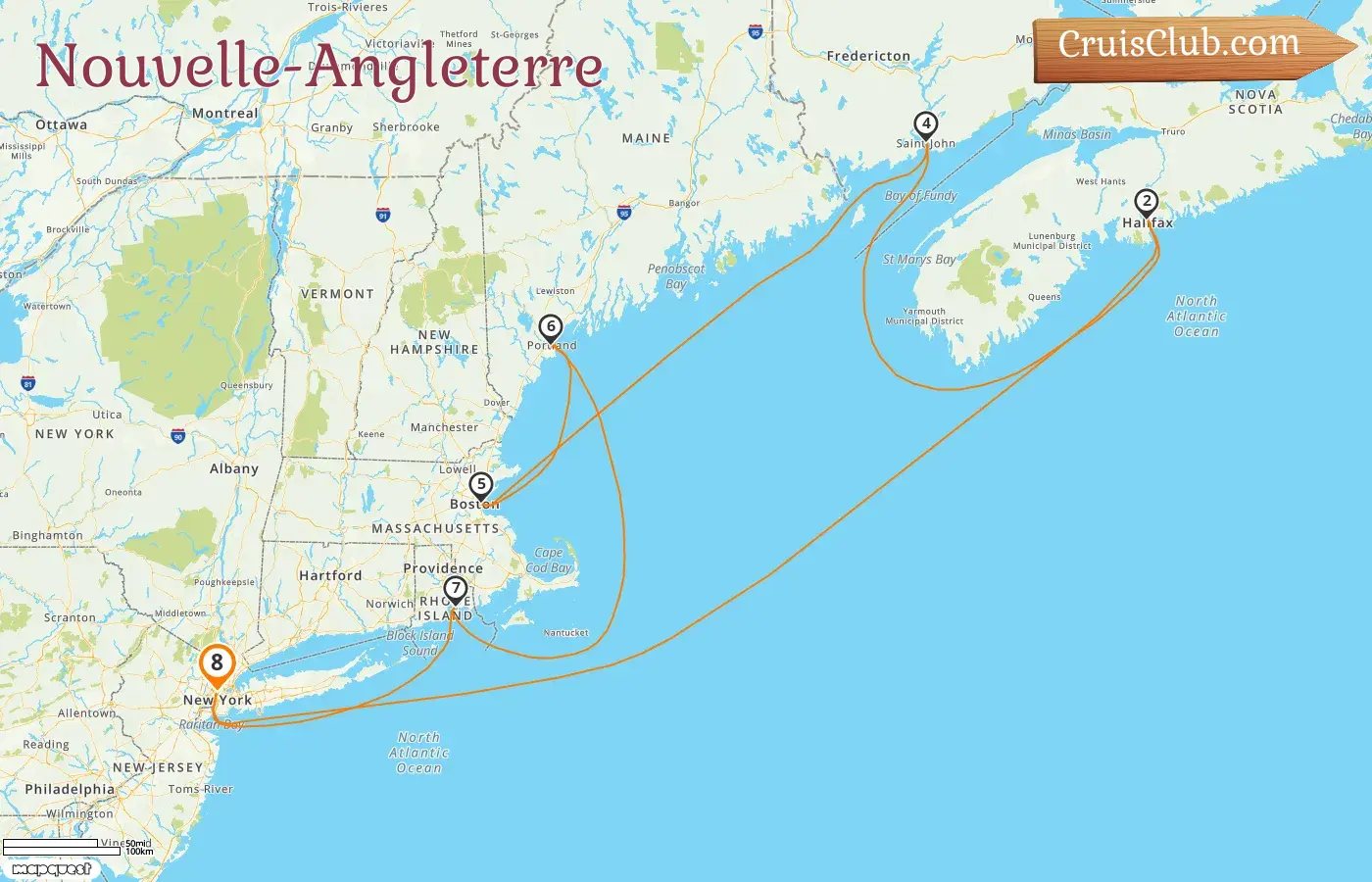 Croisière dans le New England au départ de New York à bord du Norwegian Escape avec visites aux États-Unis et au Canada pendant 8 jours