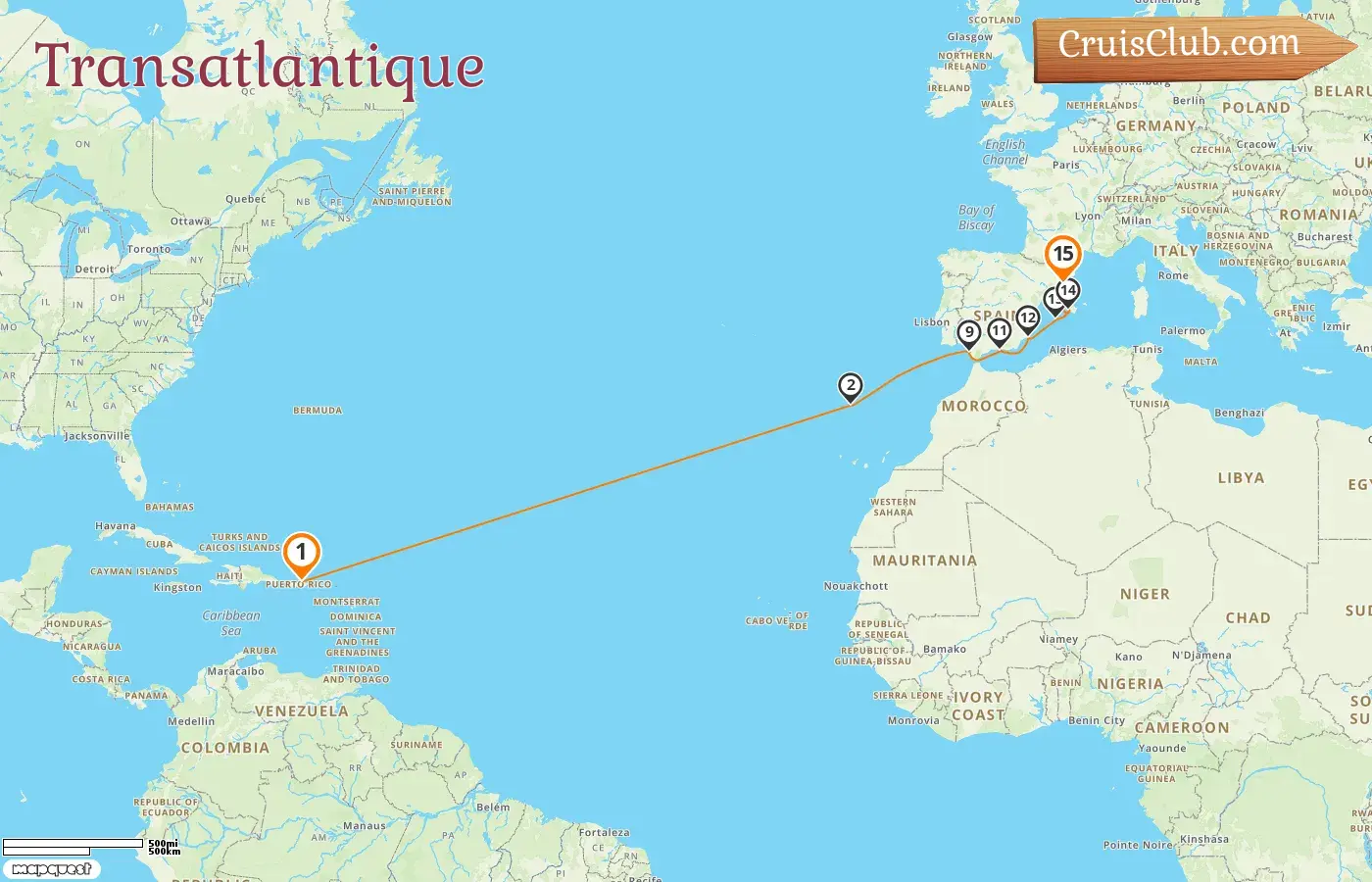 Croisière transatlantique de Saint John à Barcelone à bord du Norwegian Epic avec des escales à Porto Rico et en Espagne pendant 15 jours