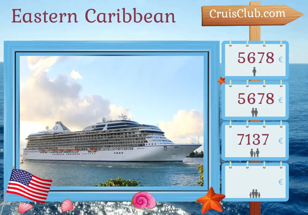 Kreuzfahrt in der östlichen Karibik ab Miami an Bord des Schiffes Oceania Marina mit Stopps in den USA, der Dominikanischen Republik, Puerto Rico und Saint-Barthélemy für 11 Tage