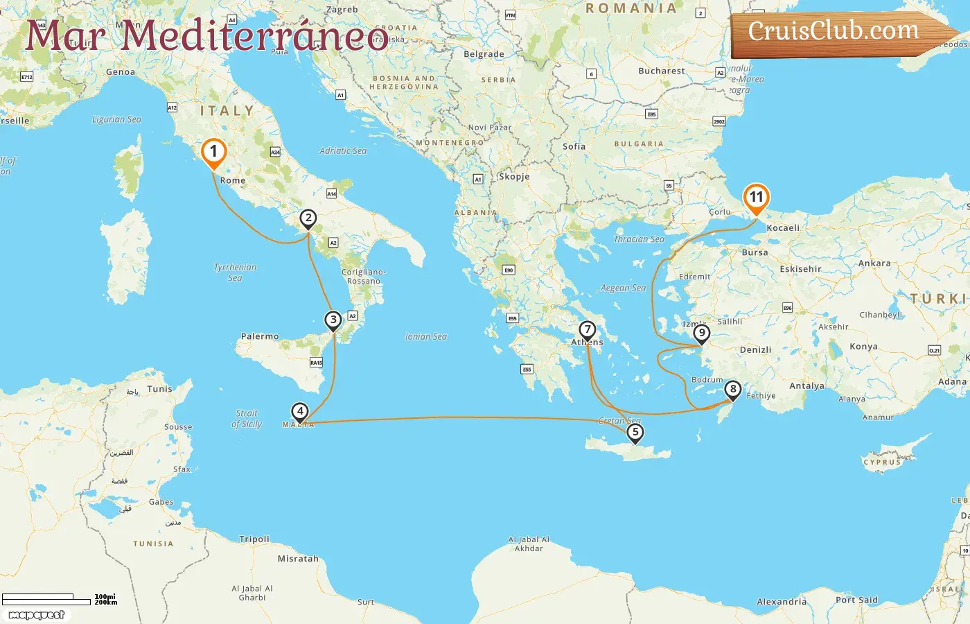 Crucero por el Mediterráneo desde Civitavecchia a Estambul a bordo del barco Oceania Allura con visitas a Italia, Malta, Grecia y Turquía durante 11 días