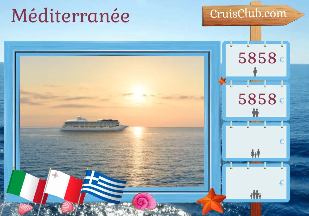 Croisière en Méditerranée de Civitavecchia à Istanbul à bord du navire Oceania Allura avec des visites en Italie, à Malte, en Grèce et en Turquie pendant 11 jours