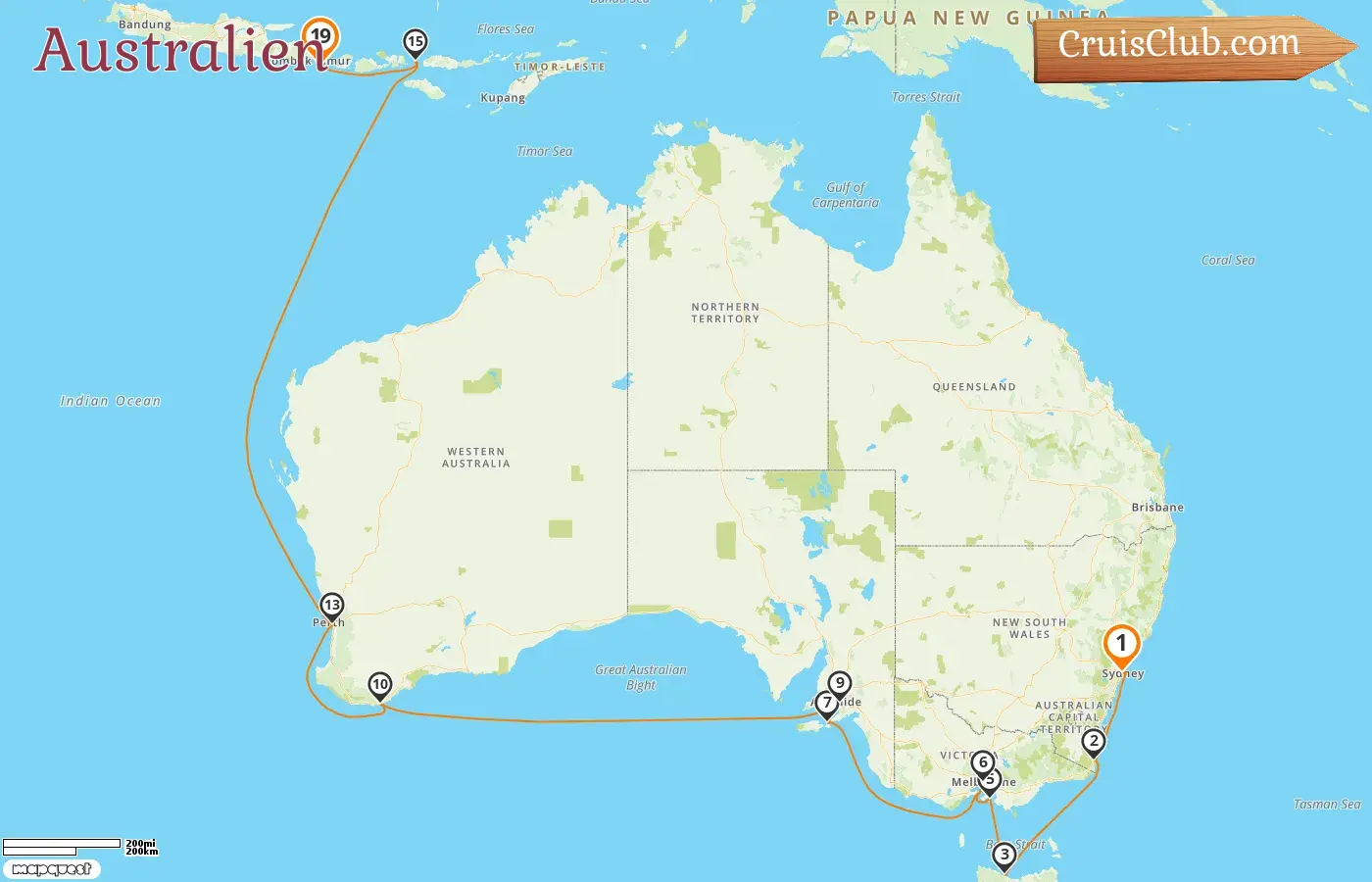 Kreuzfahrt in Australien von Sydney nach Benoa auf dem Schiff Oceania Vista mit Stopps in Australien und Indonesien für 19 Tage
