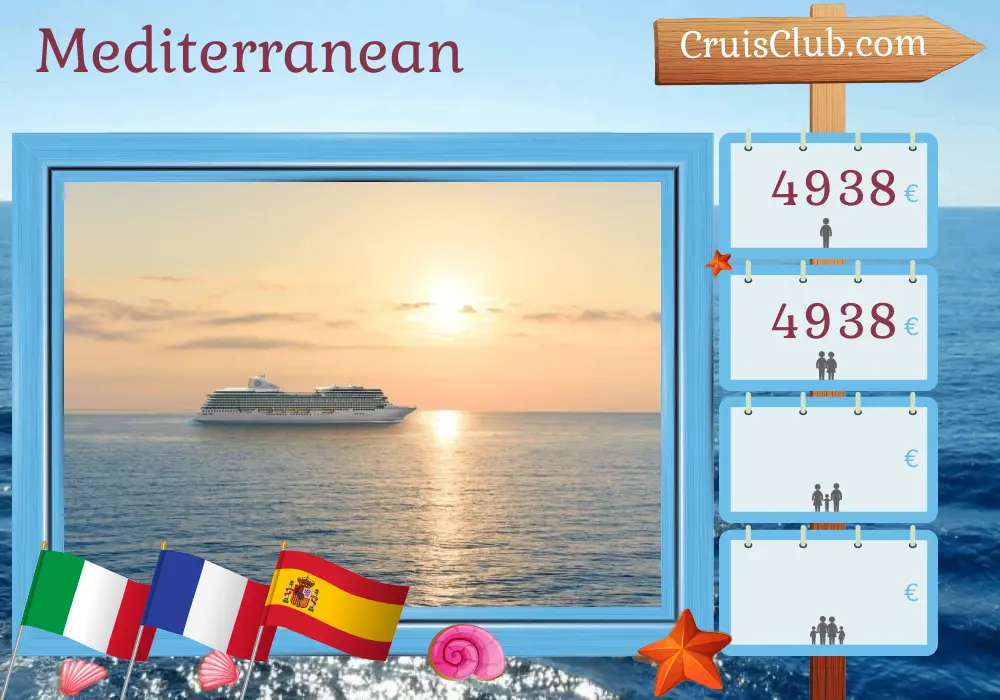Cruise in the Mediterranean from Civitavecchia to Barcelona aboard Oceania Allura ship with visits to Italy, France, and Spain for 10 days