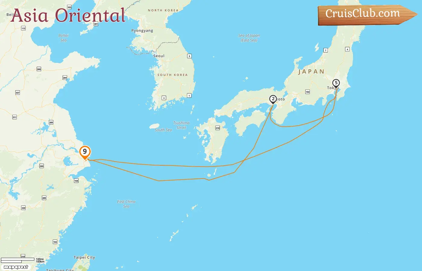 Crucero por el este de Asia desde Shanghái a bordo del barco Spectrum of the Seas con visitas a China y Japón durante 9 días