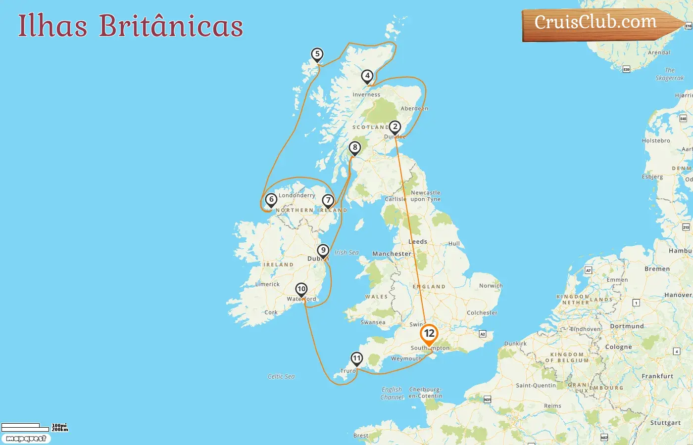 Cruzeiro pelas Ilhas Britânicas a partir de Southampton a bordo do navio Oceania Marina com visitas à Irlanda por 12 dias