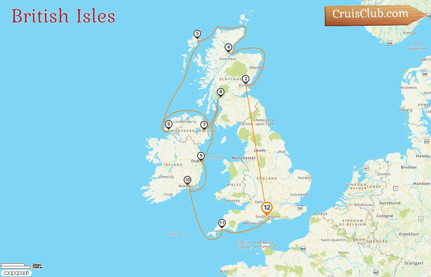 Cruise in the British Isles from Southampton aboard Oceania Marina ship with visits to Ireland for 12 days