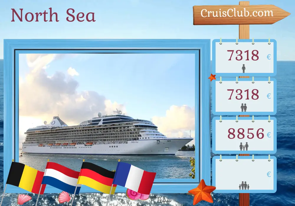Cruise in the North Sea from Southampton to Le Havre aboard Oceania Marina ship with visits to Belgium, Netherlands, Germany, and France for 11 days