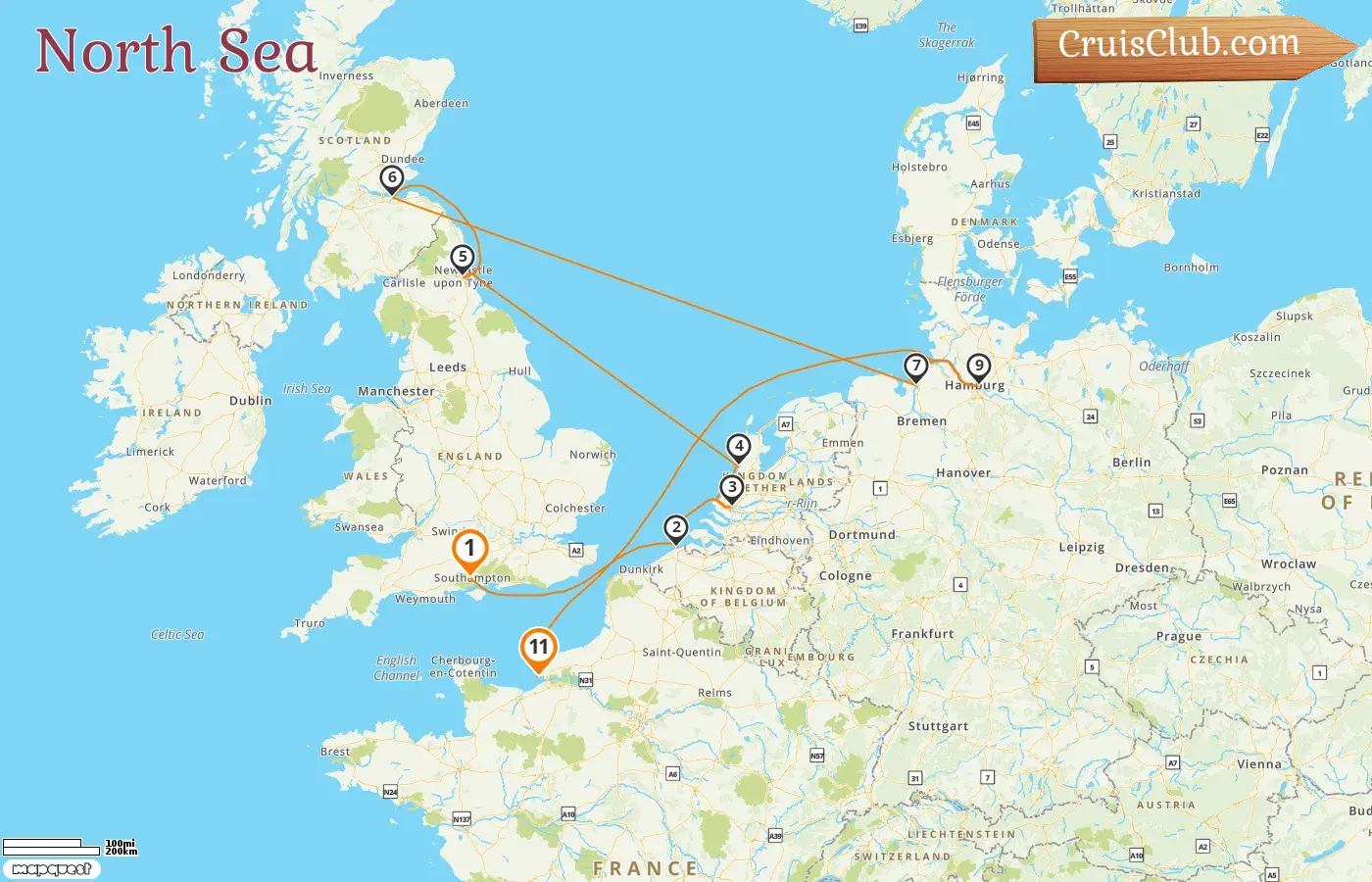 Cruise in the North Sea from Southampton to Le Havre aboard Oceania Marina ship with visits to Belgium, Netherlands, Germany, and France for 11 days
