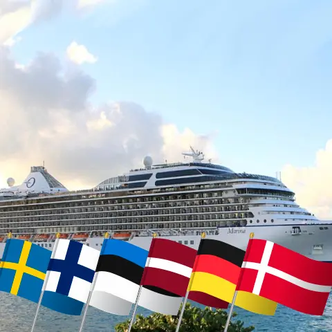 Cruzeiro no Mar Báltico de Estocolmo a Copenhaga a bordo do navio Oceania Marina com visitas à Suécia, Finlândia, Estônia, Letônia, Polônia, Alemanha e Dinamarca por 11 dias