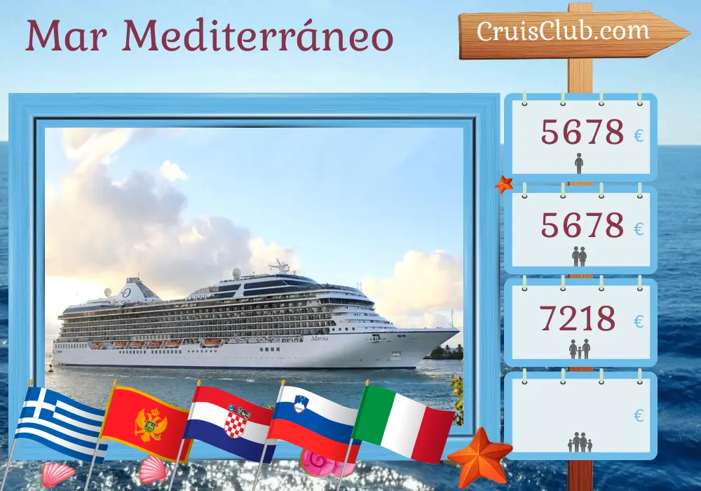 Crucero en el Mediterráneo de Estambul a Trieste a bordo del barco Oceania Marina con visitas a Turquía, Grecia, Montenegro, Croacia, Eslovenia e Italia durante 11 días