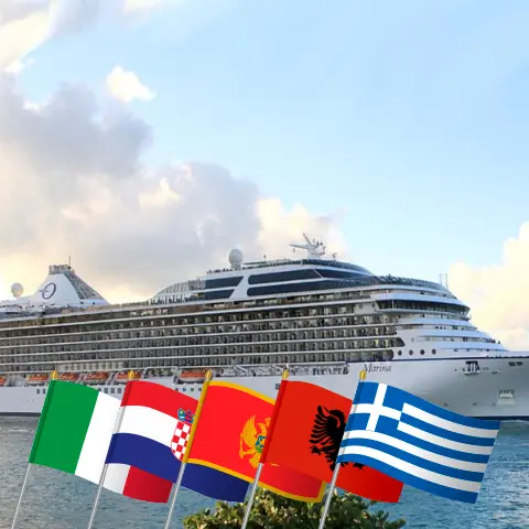Cruzeiro no Mediterrâneo de Trieste a Pireu a bordo do navio Oceania Marina com visitas à Itália, Croácia, Montenegro, Albânia, Grécia e Turquia por 11 dias