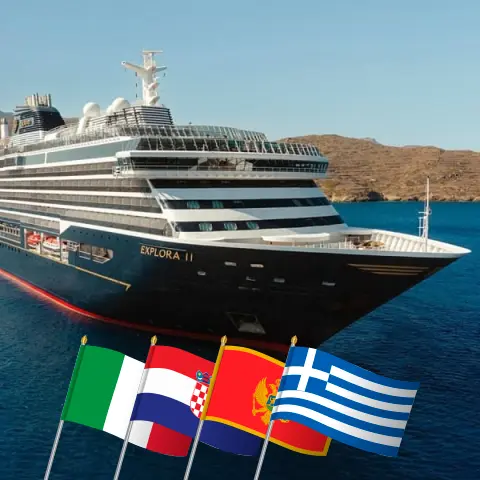 Crucero por el Mediterráneo de Fusina a El Pireo a bordo del barco EXPLORA II con visitas a Italia, Croacia, Montenegro, Grecia y Turquía durante 15 días