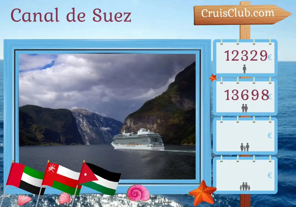 Cruzeiro no Canal de Suez de Dubai a Istambul a bordo do navio Oceania Vista com visitas aos Emirados Árabes Unidos, Omã, Arábia Saudita, Jordânia, Egito e Turquia por 20 dias
