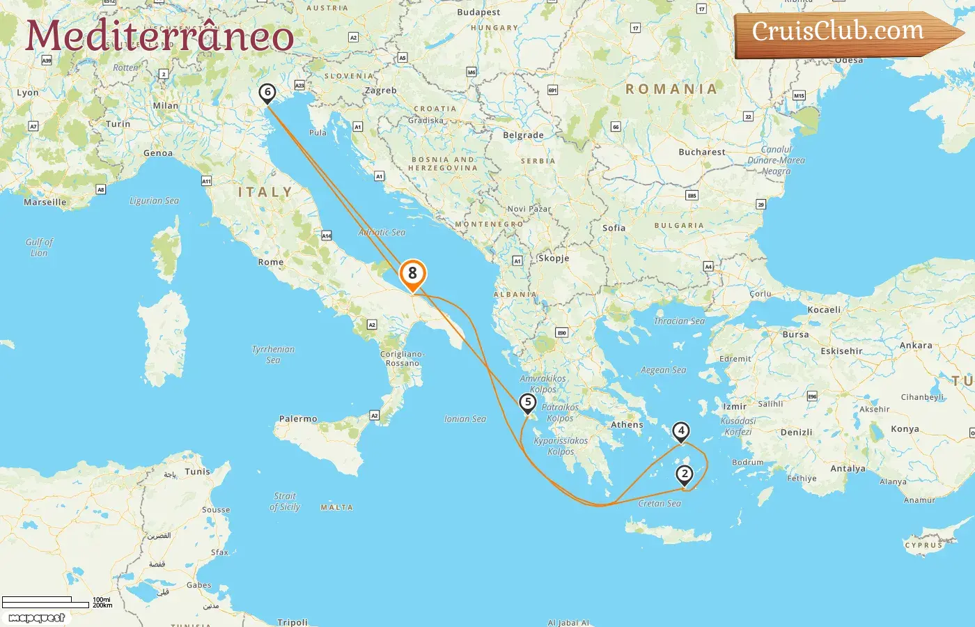 Cruzeiro no Mediterrâneo a partir de Bari a bordo do navio Costa Deliziosa com visitas à Itália e Grécia por 8 dias