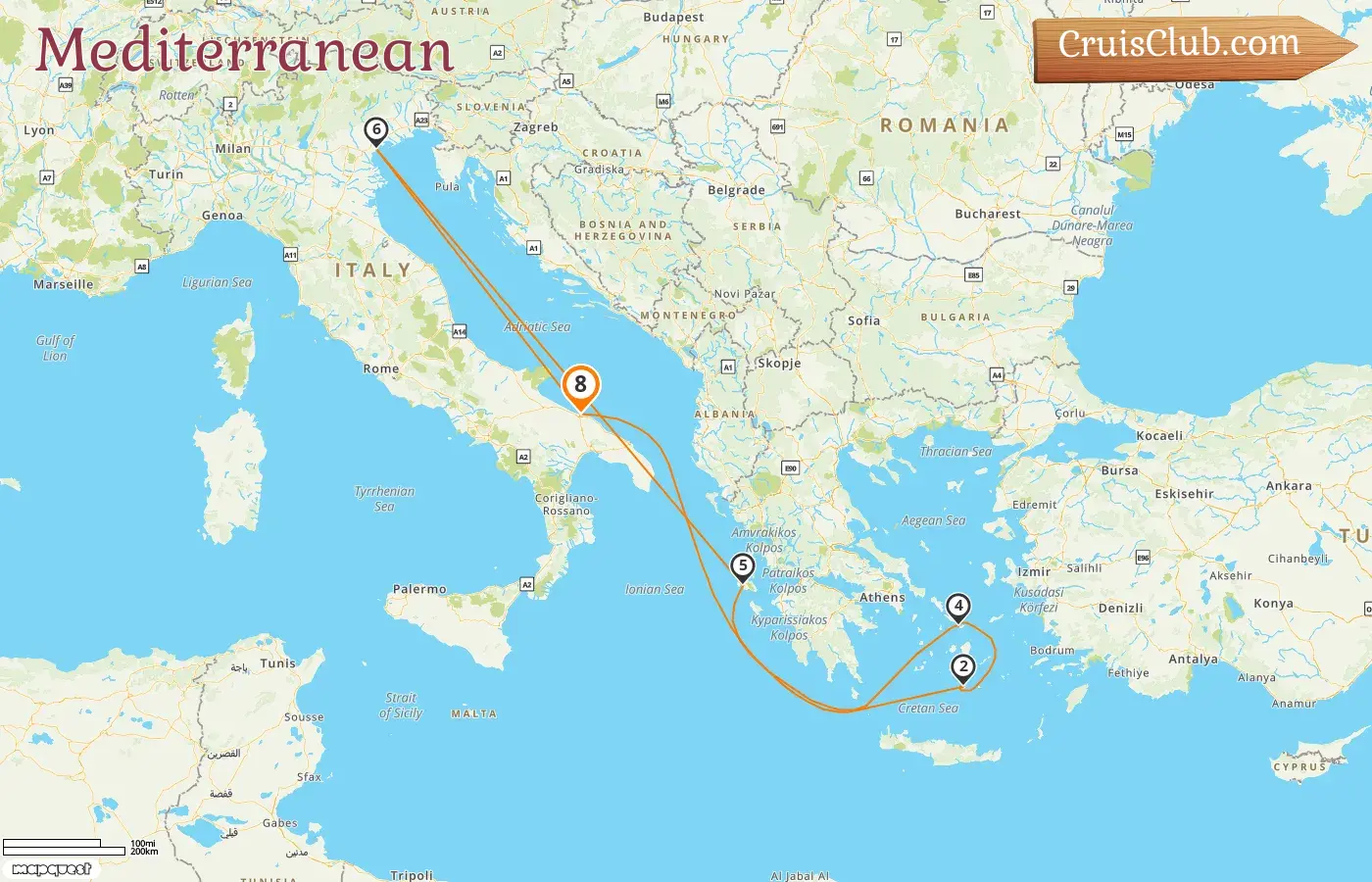 Cruise in the Mediterranean from Bari aboard Costa Deliziosa ship with visits to Italy and Greece for 8 days