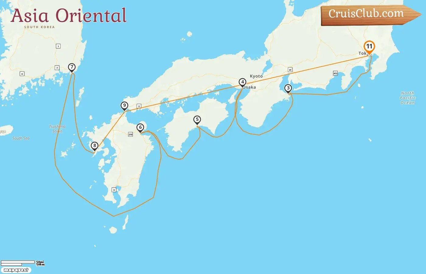 Crucero por el Este de Asia desde Tokio a bordo del barco EXPLORA III con visitas a Japón y Corea del Sur durante 11 días