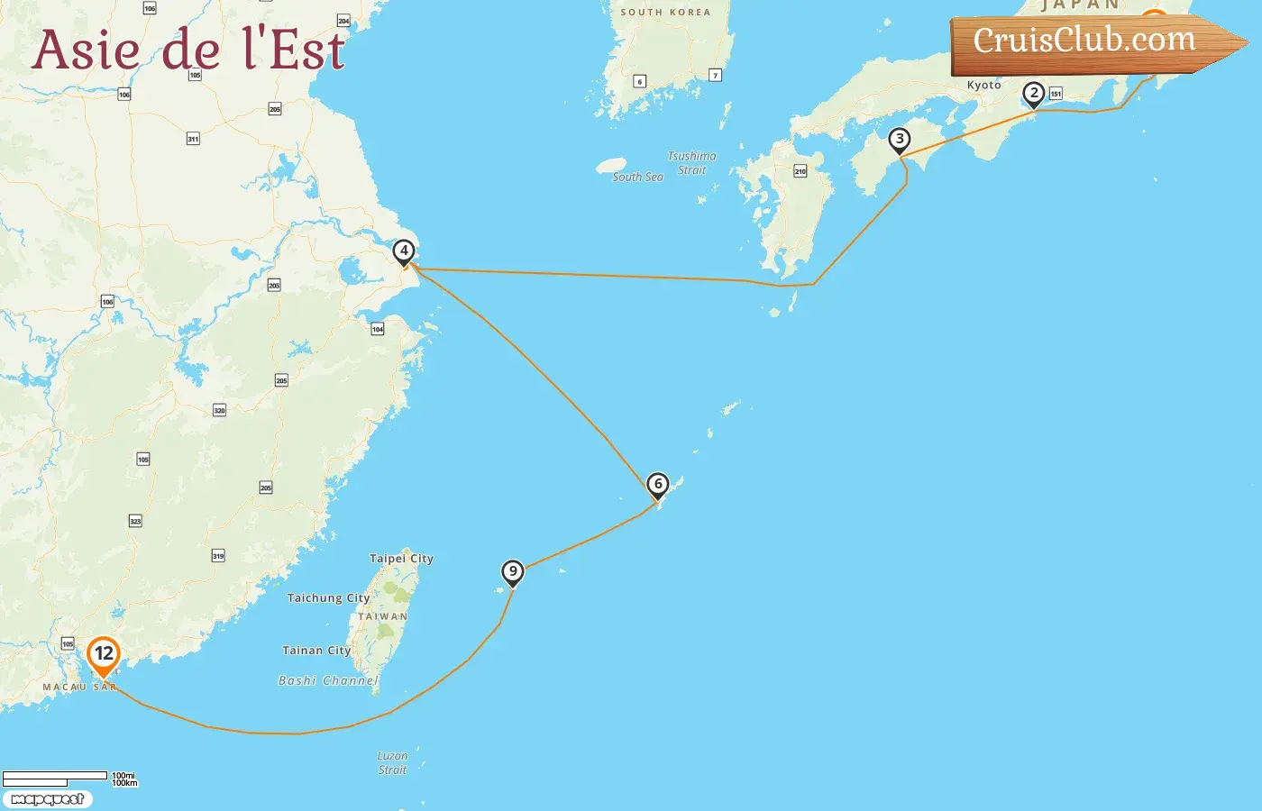 Croisière en Asie de l`Est de Tokyo à Hong Kong à bord du navire EXPLORA III avec des visites au Japon, en Chine et à Hong Kong pendant 12 jours