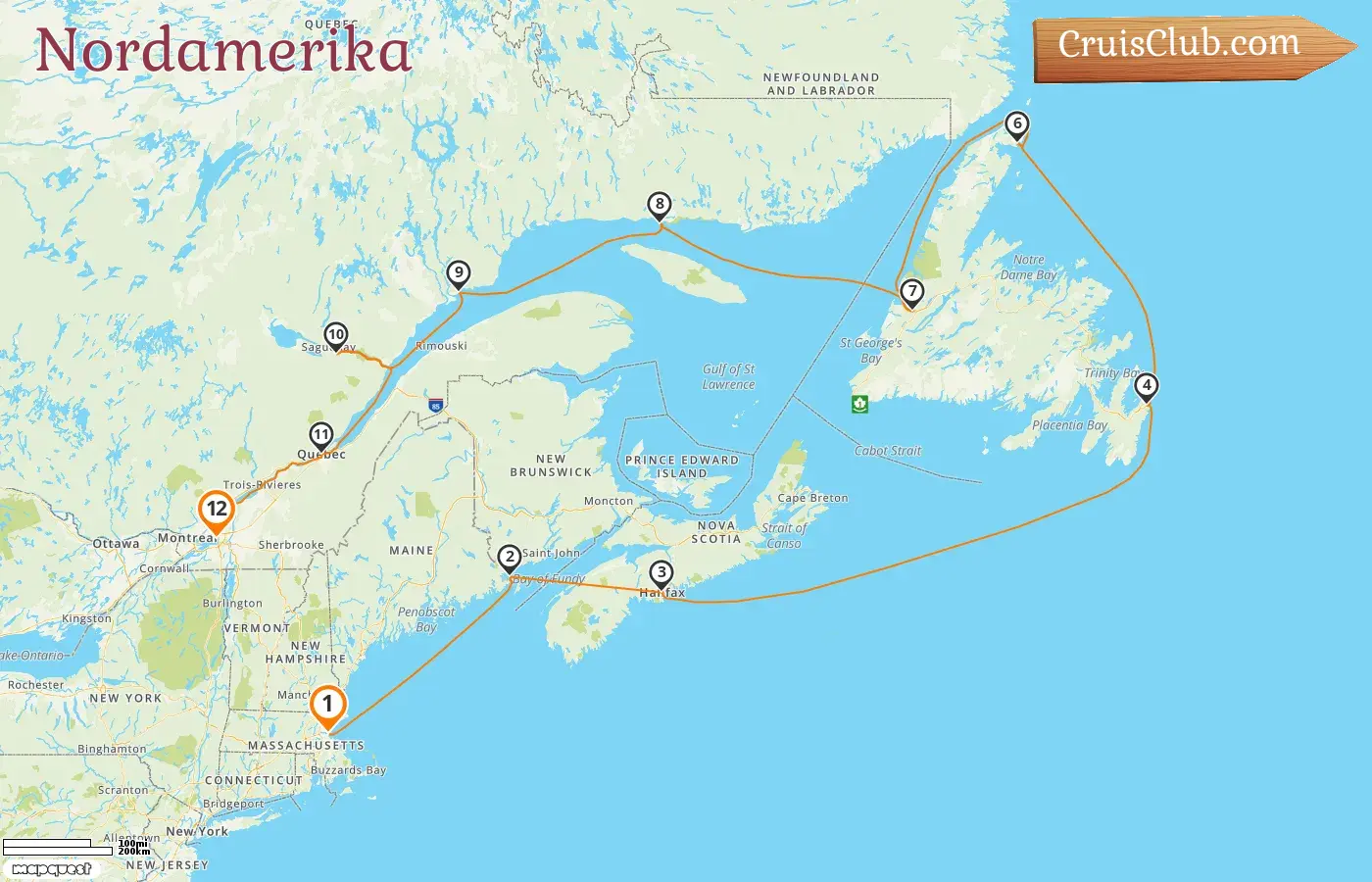Kreuzfahrt in Nordamerika von Boston nach Montreal an Bord des Schiffes Volendam mit Besuchen in den USA und Kanada für 12 Tage