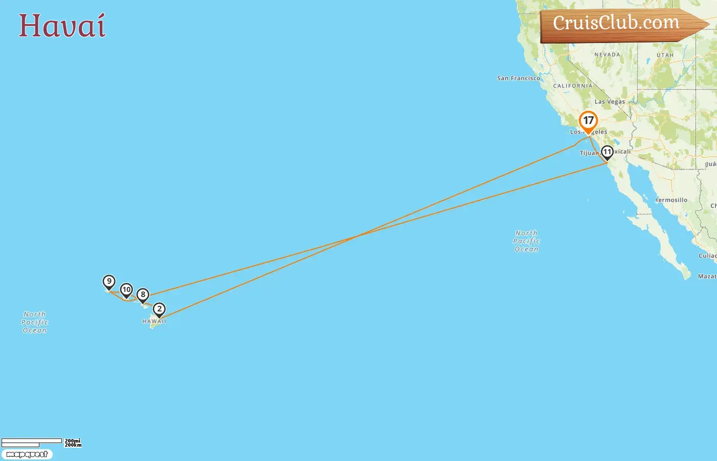 Cruzeiro no Havaí de Los Angeles a bordo do navio Emerald Princess com visitas aos Estados Unidos e México por 17 dias