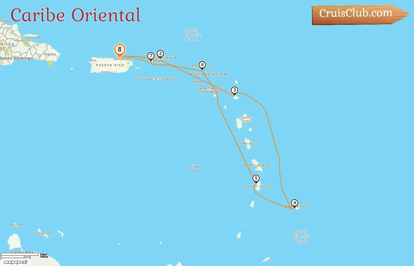 Crucero en el Caribe Oriental desde Saint John a bordo del barco Norwegian Epic con visitas a Puerto Rico, Islas Vírgenes Británicas, Barbados y Santa Lucía durante 8 días