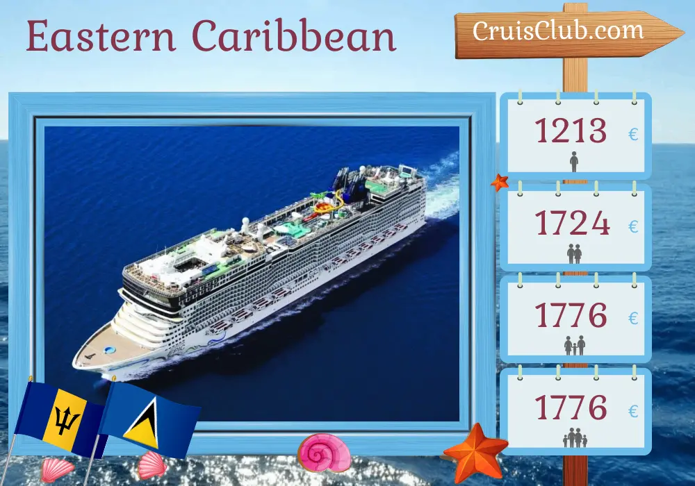 Kreuzfahrt in der östlichen Karibik ab Saint John an Bord des norwegischen Schiffes Epic mit Stopps in Puerto Rico, den Britischen Jungferninseln, Barbados und Saint Lucia für 8 Tage
