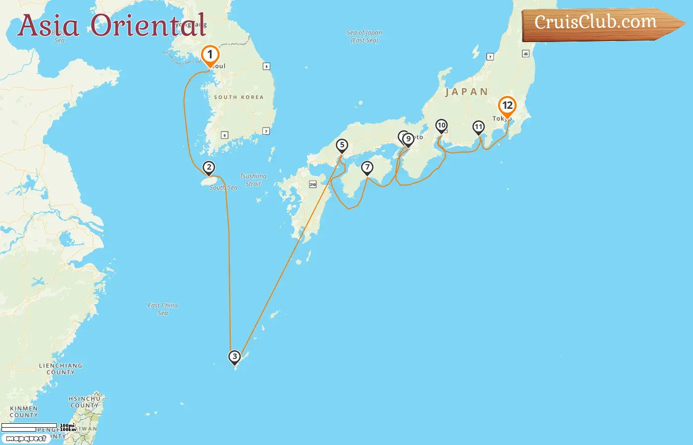 Crucero en el este de Asia de Incheon a Tokio a bordo del barco Norwegian Sun con visitas a Corea del Sur y Japón por 12 días