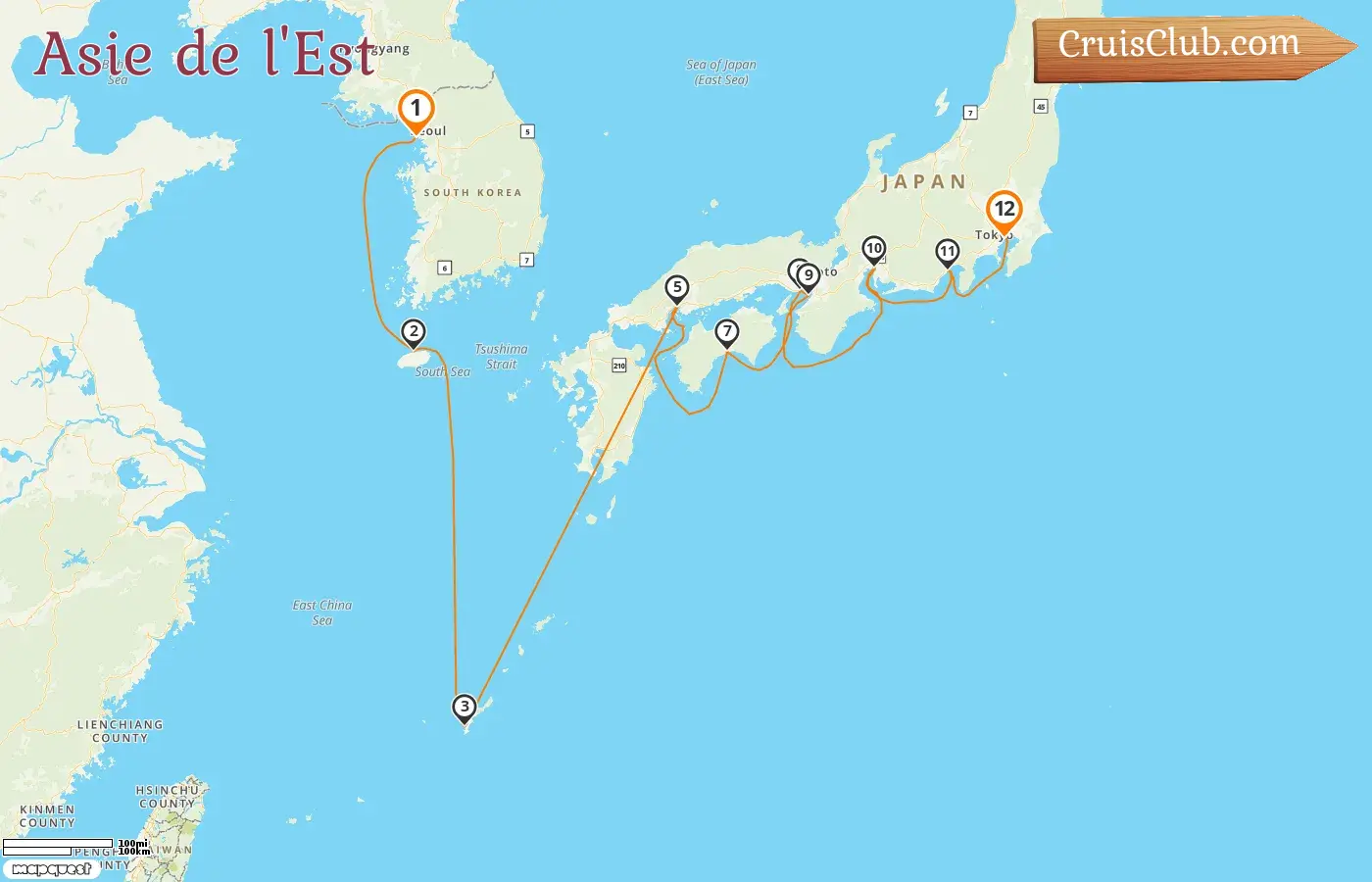 Croisière en Asie de l`Est de Incheon à Tokyo à bord du navire Norwegian Sun avec des visites en Corée du Sud et au Japon pendant 12 jours