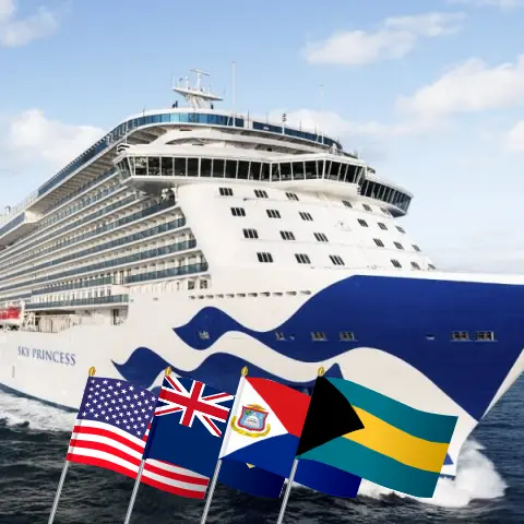 Croisière dans les Caraïbes au départ de Port Canaveral / Orlando à bord du navire Sky Princess avec des escales aux États-Unis, à Porto Rico, aux Bahamas et en République dominicaine pendant 15 jours
