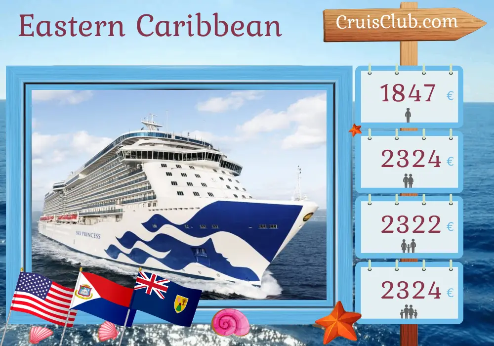 Kreuzfahrt in der östlichen Karibik ab Port Canaveral / Orlando an Bord des Schiffes Sky Princess mit Besuchen in den USA und Puerto Rico für 9 Tage