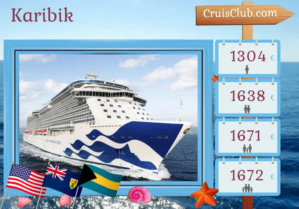 Kreuzfahrt in der Karibik ab Port Canaveral / Orlando an Bord des Schiffes Sky Princess mit Stops in den USA und den Bahamas für 7 Tage