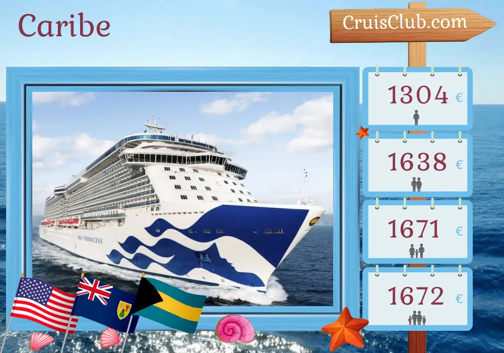 Crucero por el Caribe desde Port Canaveral / Orlando a bordo del barco Sky Princess con visitas a Estados Unidos y Bahamas por 7 días