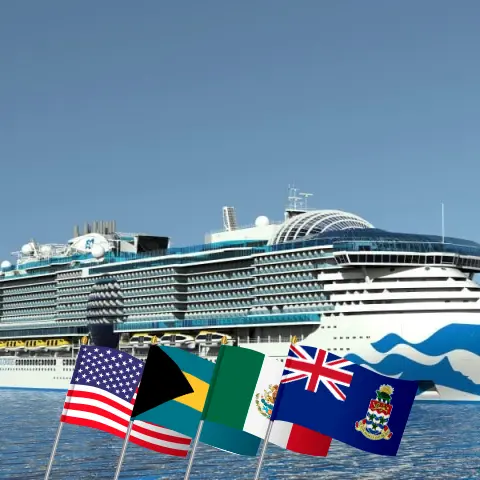 Cruise in the Caribbean from Fort Lauderdale aboard Sun Princess ship with visits to USA, Bahamas, Puerto Rico, Mexico, Honduras, and Cayman Islands for 15 days
