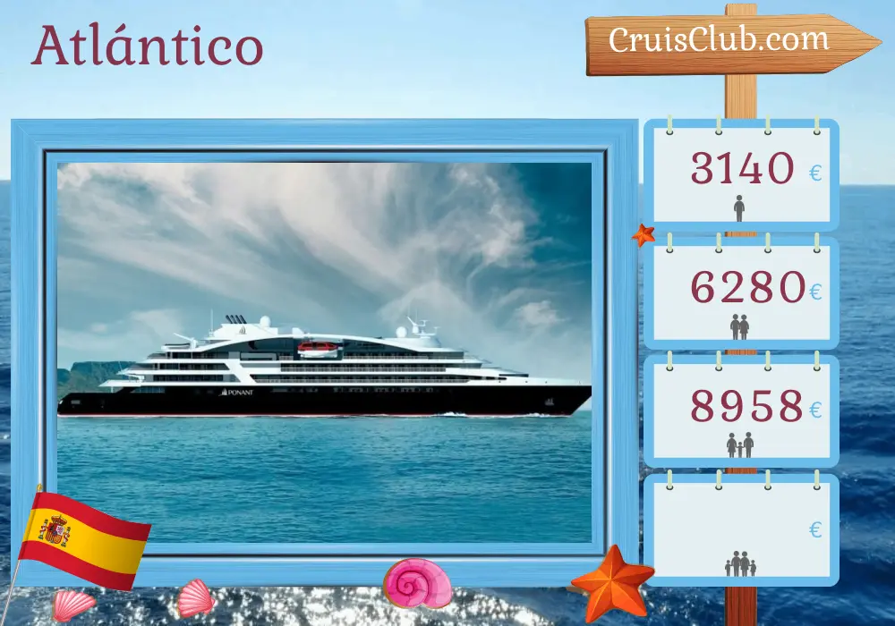 Crucero en el Atlántico desde Fort-de-France a Las Palmas a bordo del barco Le Bellot con visitas a España por 11 días