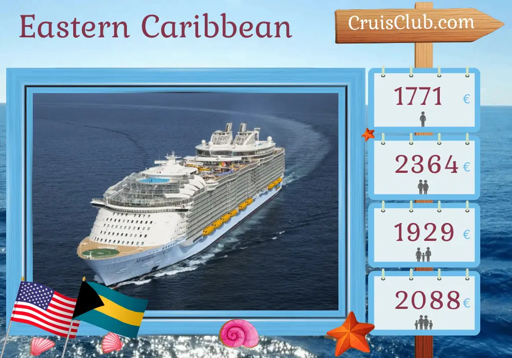 Cruise in the Eastern Caribbean from Miami aboard Symphony of the Seas ship with visits to USA, Bahamas, Puerto Rico, and Dominican Republic for 8 days