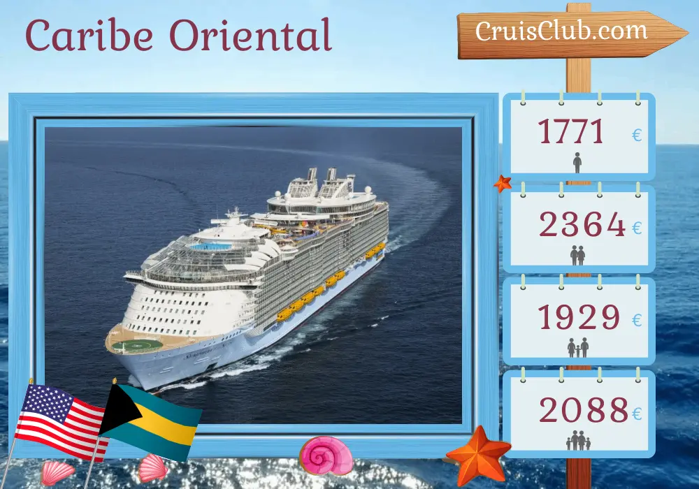 Cruzeiro no Caribe Oriental saindo de Miami a bordo do navio Symphony of the Seas com visitas aos EUA, Bahamas, Porto Rico e República Dominicana por 8 dias