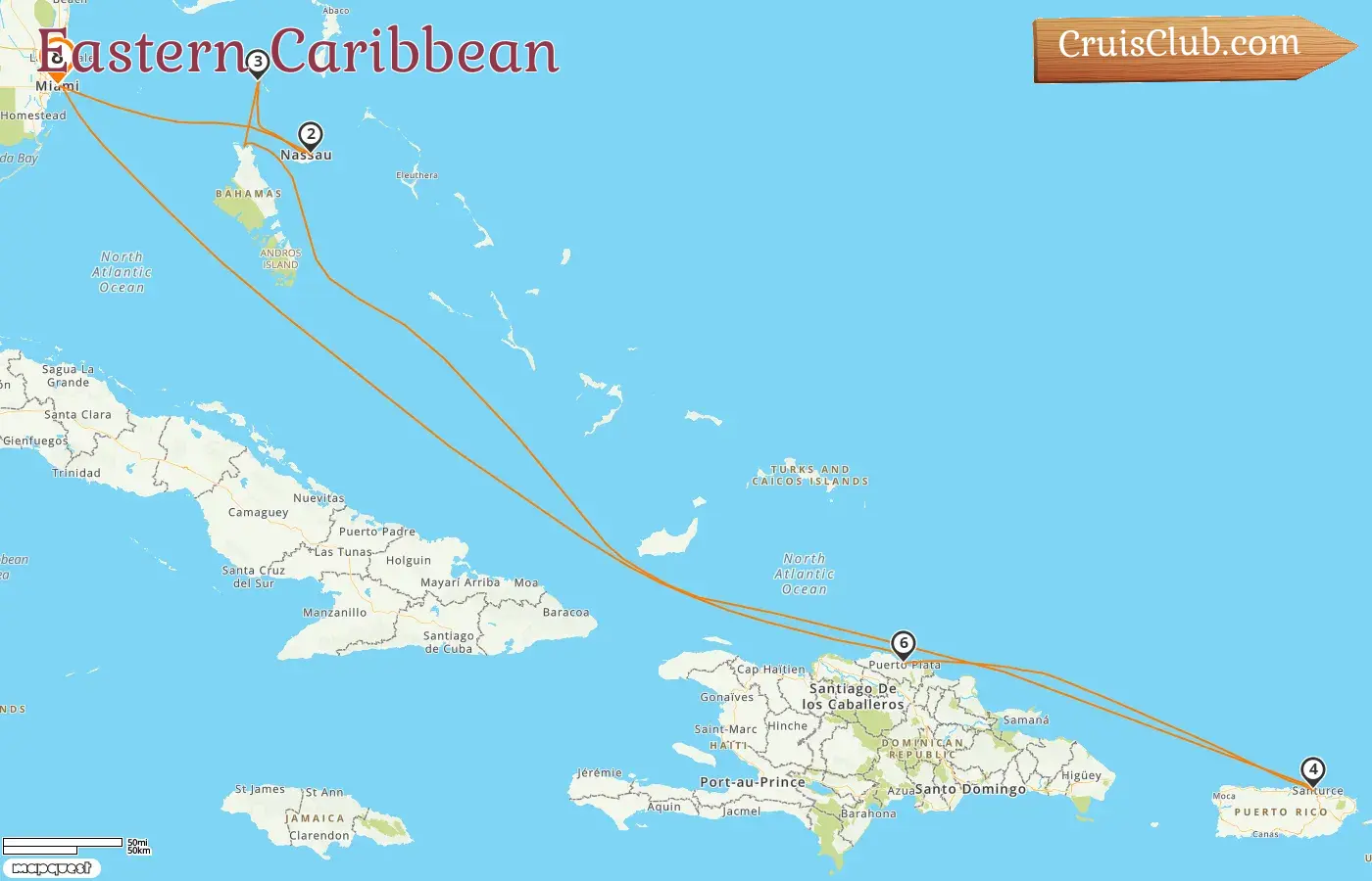 Kreuzfahrt in die östliche Karibik von Miami an Bord des Schiffes Symphony of the Seas mit Besuchen in den USA, den Bahamas, Puerto Rico und der Dominikanischen Republik für 8 Tage