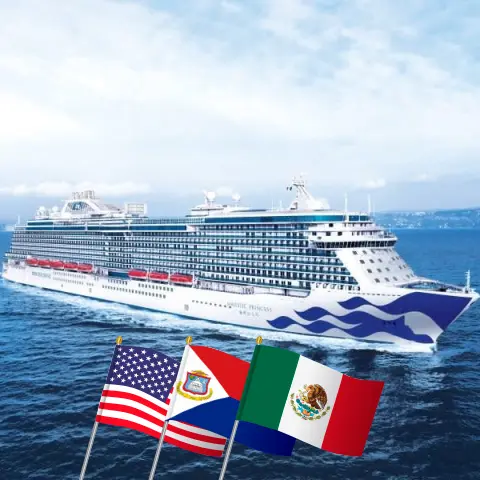Cruise in the Caribbean from Fort Lauderdale aboard Majestic Princess ship with visits to USA, Dominican Republic, Puerto Rico, Mexico, and Honduras for 15 days