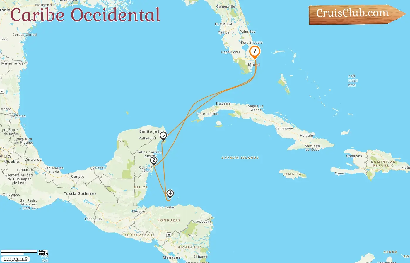 Crucero en el Caribe Occidental desde Fort Lauderdale a bordo del barco Majestic Princess con visitas a Estados Unidos, México y Honduras por 7 días