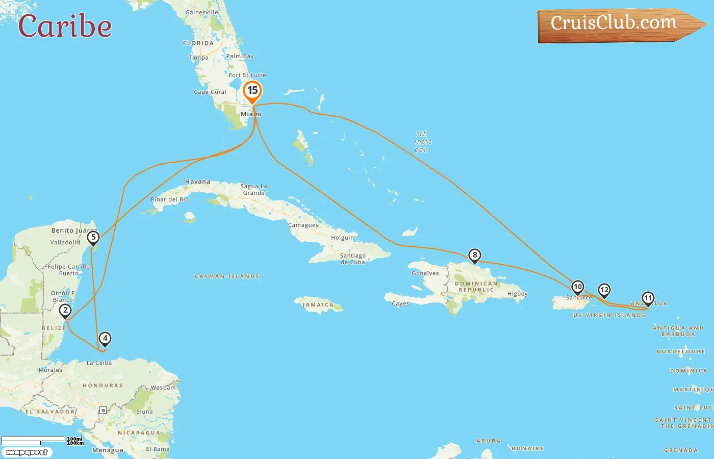 Crucero por el Caribe desde Fort Lauderdale a bordo del barco Majestic Princess con visitas a EE. UU., Belice, Honduras, México, República Dominicana y Puerto Rico por 15 días